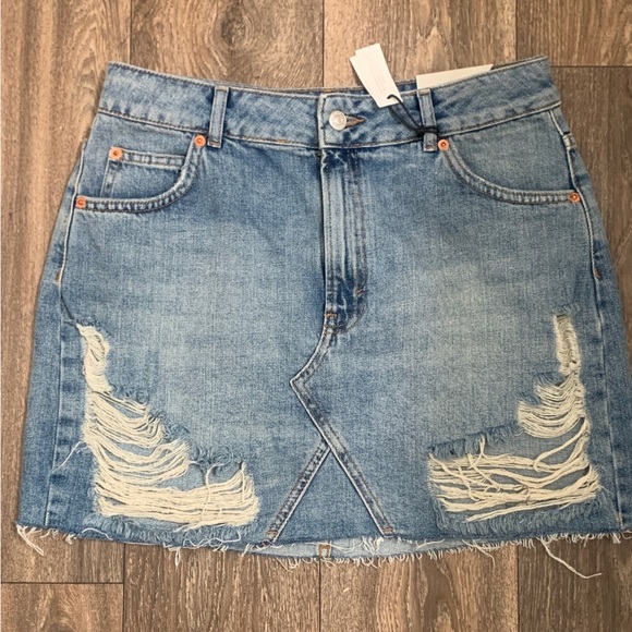 TOP Shop Denim Distress Skirt sz 12-A290 - Picture 7 of 9